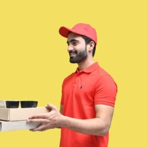 a man holding a stack of books
